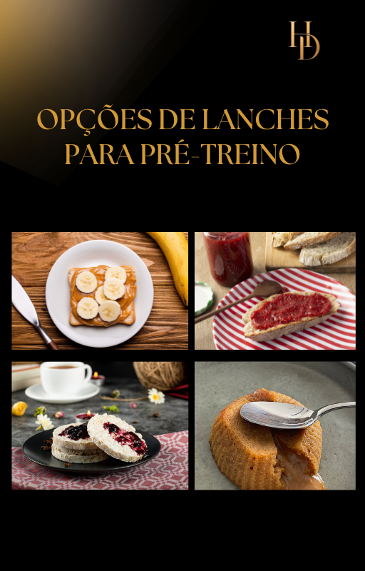 Opções de lanches para pré-treino
